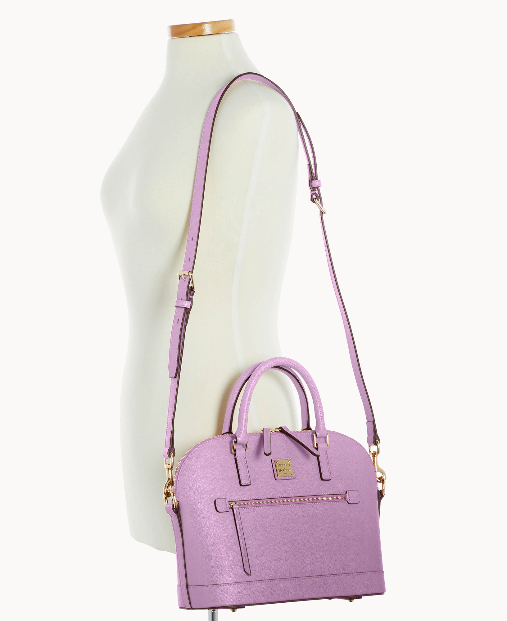 Saffiano Domed Zip Satchel - Image 11