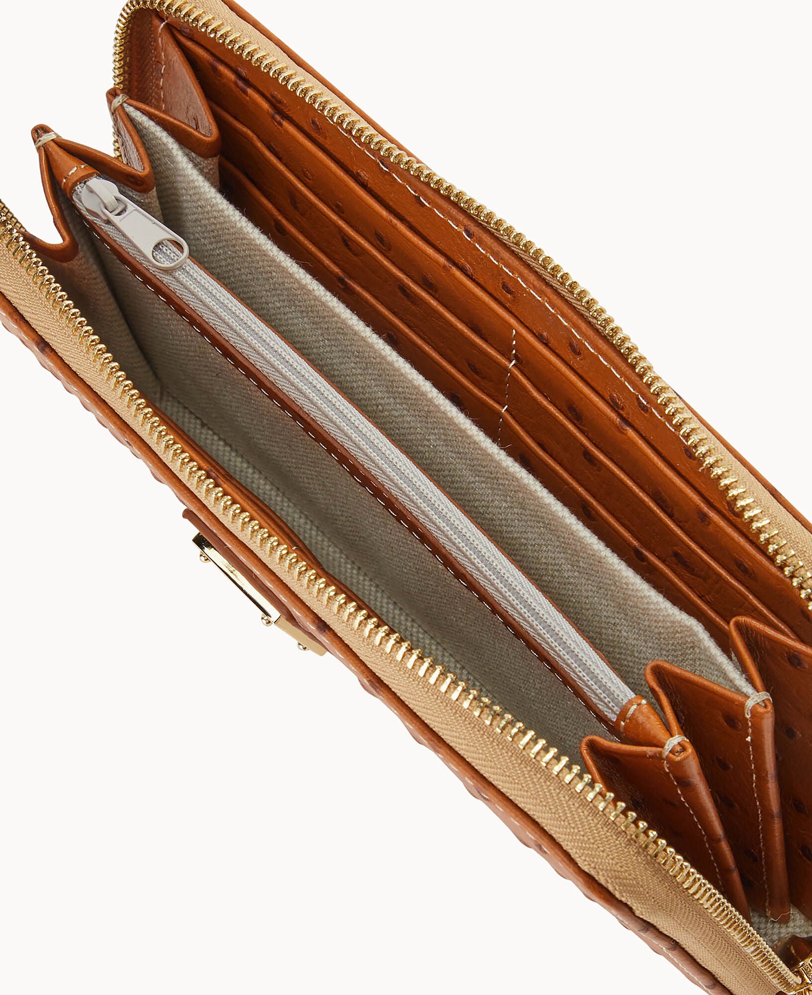 Ostrich Large Zip Around Wristlet - Image 9